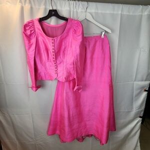 Vintage custom made silk suit size M(by measurements) in EUC